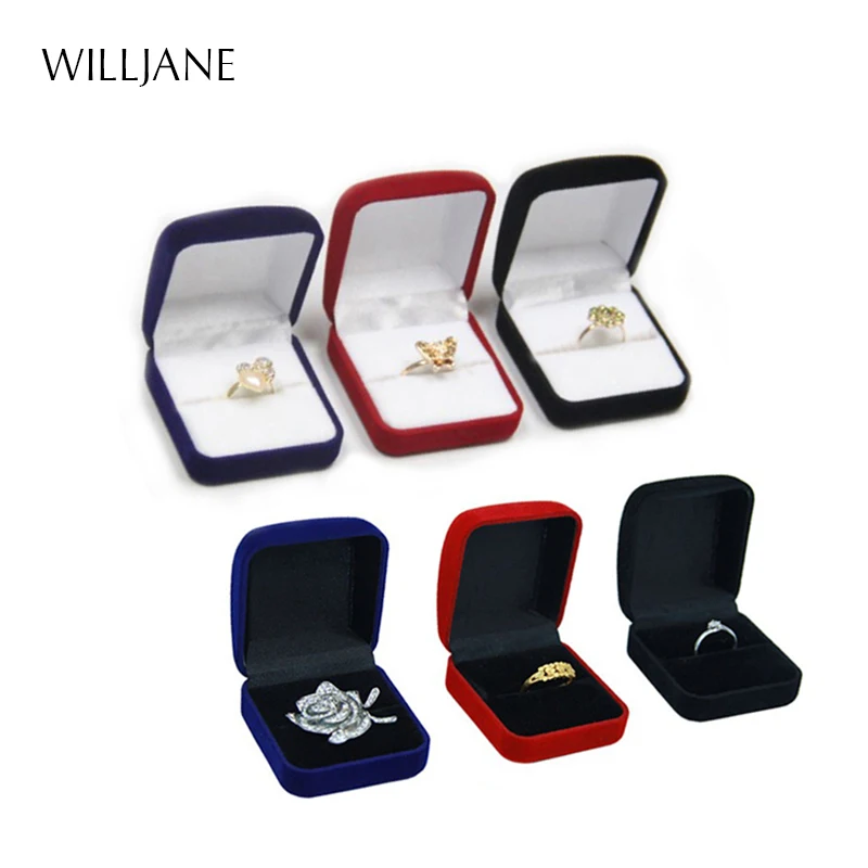 Wholesale Ring Packaging Box Black Velvet Jewelry Display Storage Foldable Case For Wedding Ring Valentine's Day Gift Organizer 4 style eternal rose jewelry box anti oxidize ring necklace pendant storage case valentine wedding marriage proposal gift holder