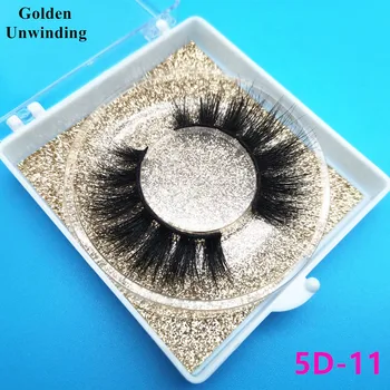 

Golden Unwinding mink eyelashes full strip mink lashes 5D-11 vendors Factory outlet wholesale custom box packaging