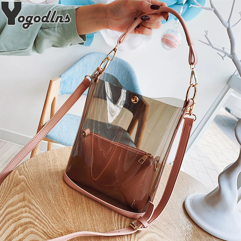 Bolso transparente de PVC para mujer, bolsa cruzada de cubo, de lujo, a la  moda, de alta calidad, 2 unids/set - AliExpress