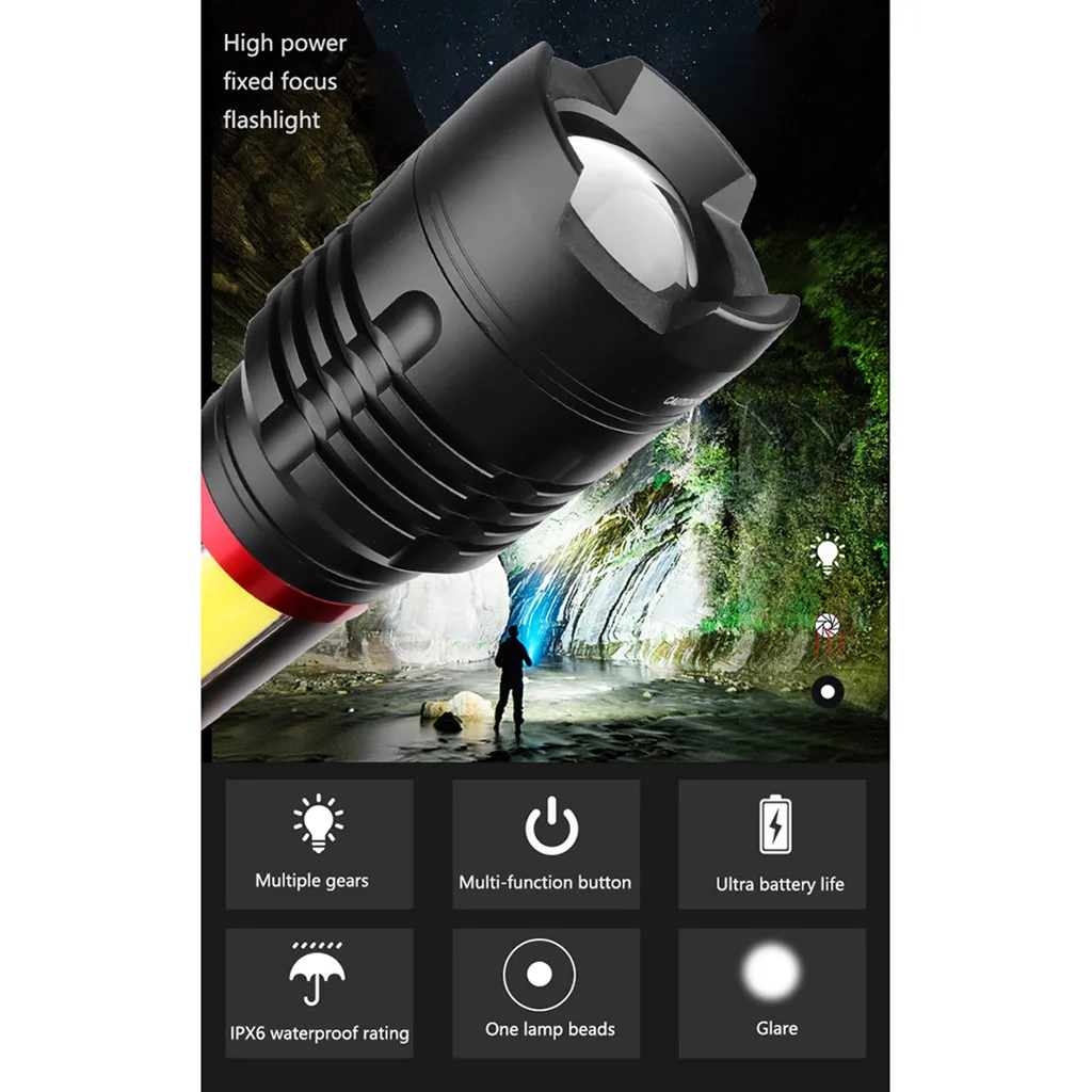 Светодиодный фонарь XHP70+ COB USB Перезаряжаемый водонепроницаемый фонарь ультра яркие Бытовые аксессуары Новые поступления