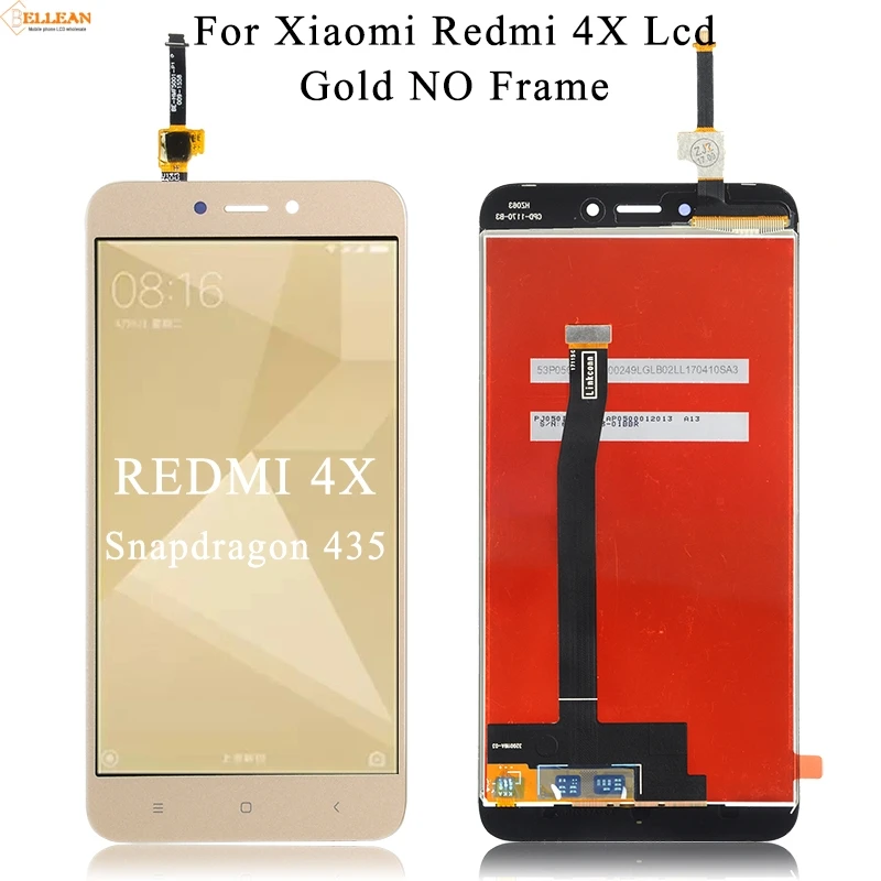Акция Catteny 5,0 дюймов lcd для Xiaomi Redmi 4X lcd дисплей кодирующий преобразователь сенсорного экрана в сборе 4X дисплей с рамкой - Цвет: Gold No Frame