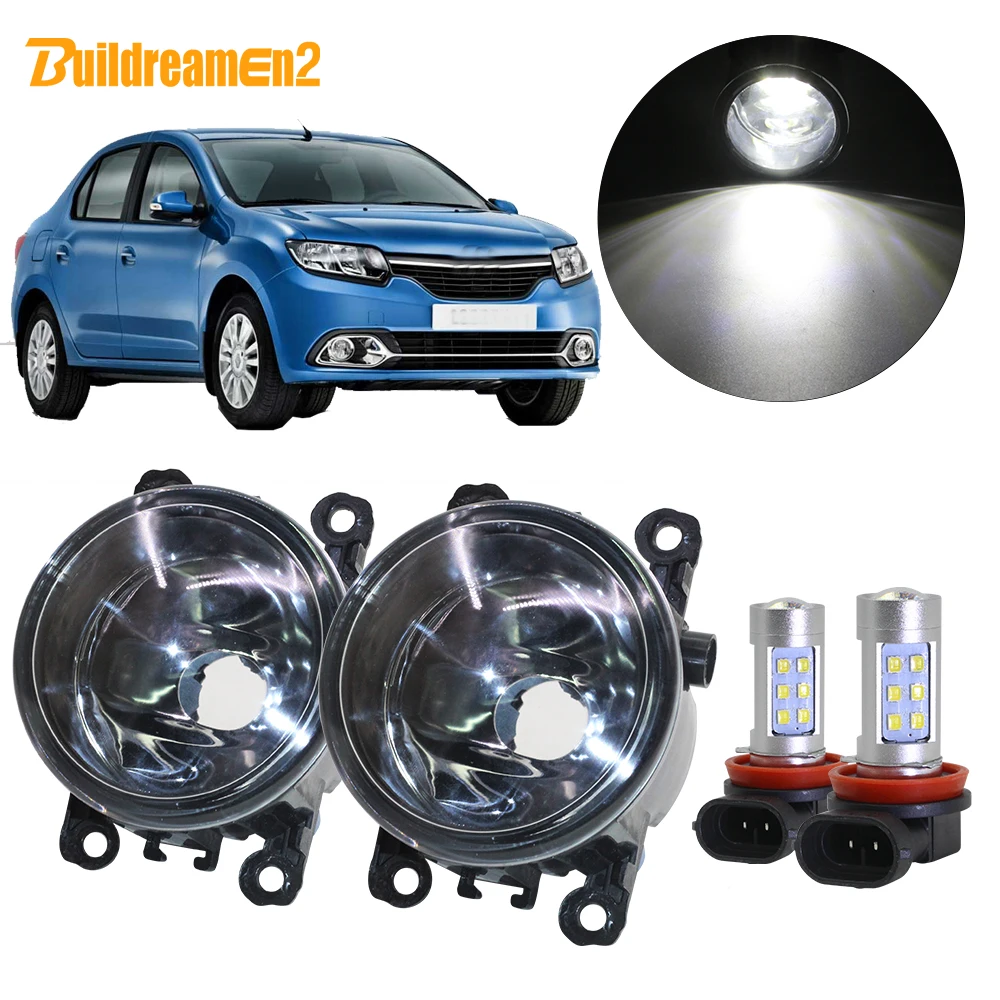 Buildreamen2 For Renault Logan 2004-2015 Car H11 Front Fog Light Assembly Lampshade + Bulb Daytime Running 12V Accessories | Автомобили и
