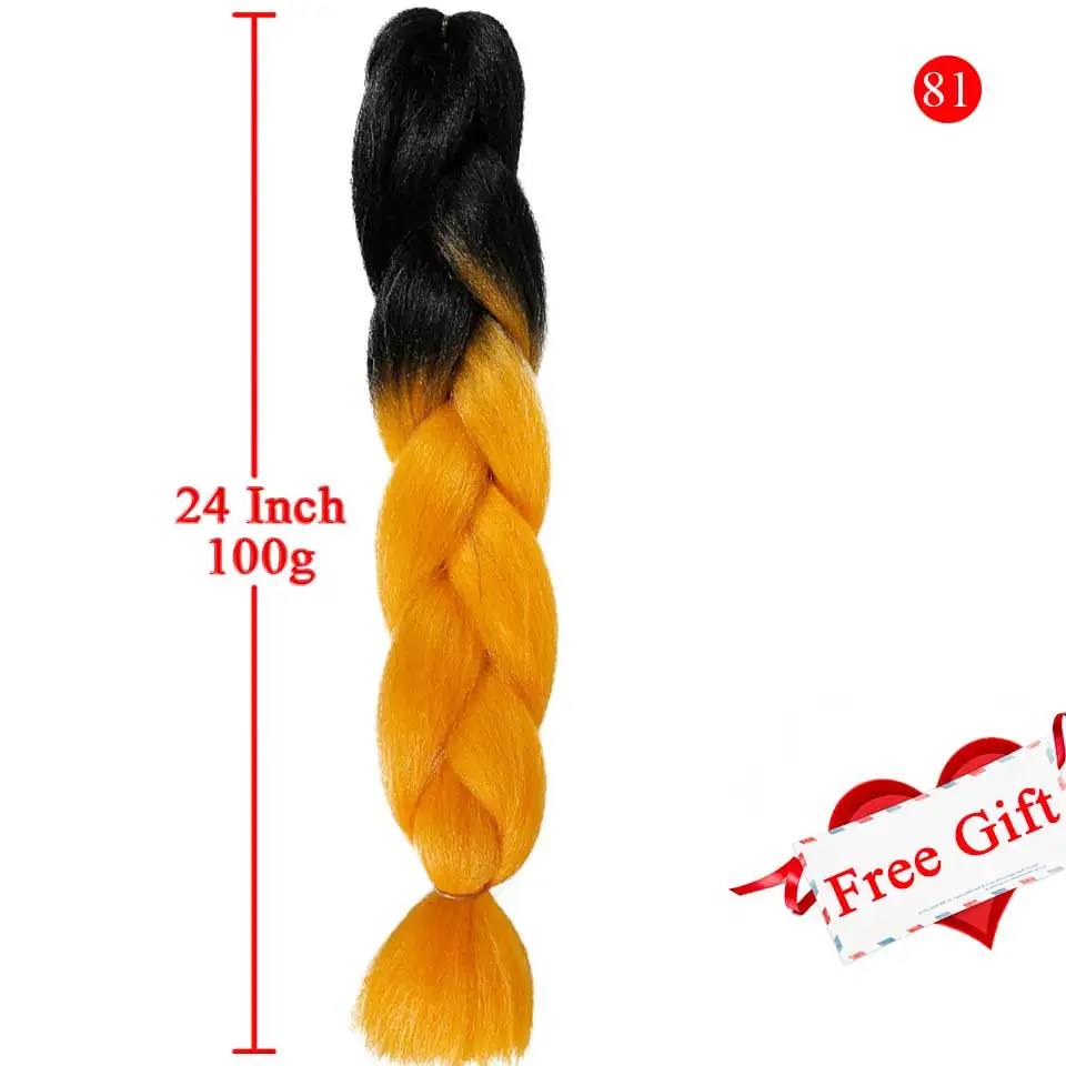 MEIFAN Для женщин 24 дюйма, вязанные крючком косички, 100 г/упак. эффектом деграде(переход от темного к синтетические волосы крупное плетение волос волосы для наращивания для девочек - Цвет: BR02-81