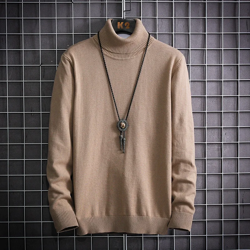 

New Sweater Men's Korean Version of The Trend of High-neck Slim Knit Sweater Bottoming Shirt Plus Velvet Thickening To Keep Warm