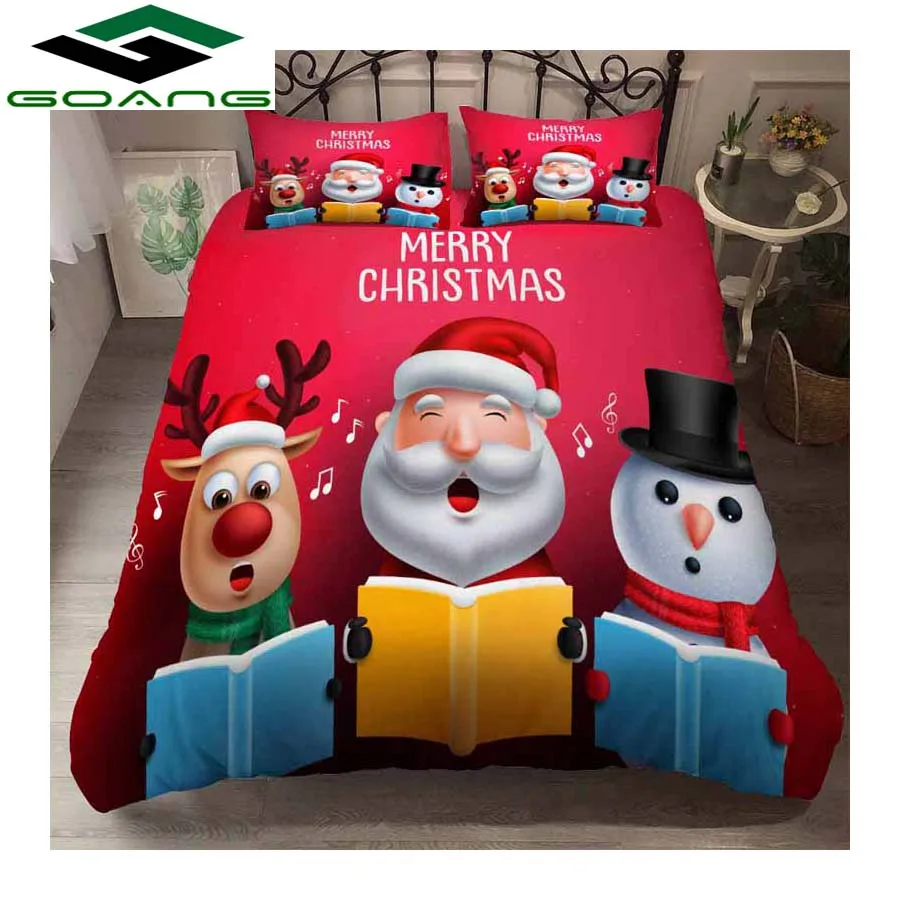 GOANG Merry Christmas постельные принадлежности Роскошный домашний текстиль простыня пододеяльник и наволочка 3d печать Санта Клаус Снеговик и олень