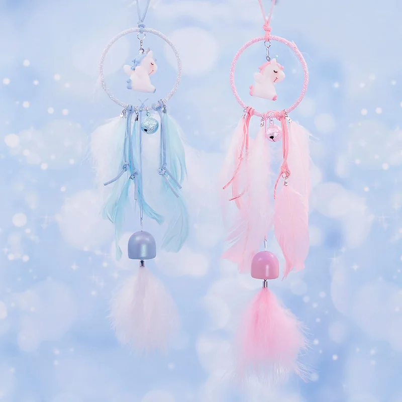 INS Unicorn Wind Chimes Dream Catcher Pendant Newborn Photo Props Home Decoration Girl's Gift Car Wall Hanging Feathers Decor | Мать и