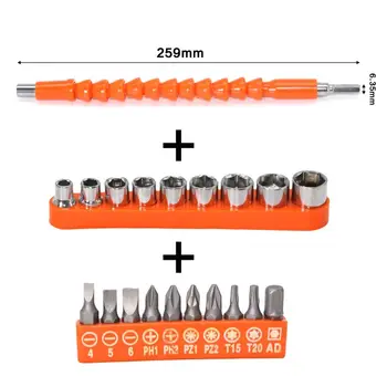 

21pcs Universal Flexible Shaft Electric Drill Screwdriver Bit Connect Extension Multitul Hex Shank Extension Snake