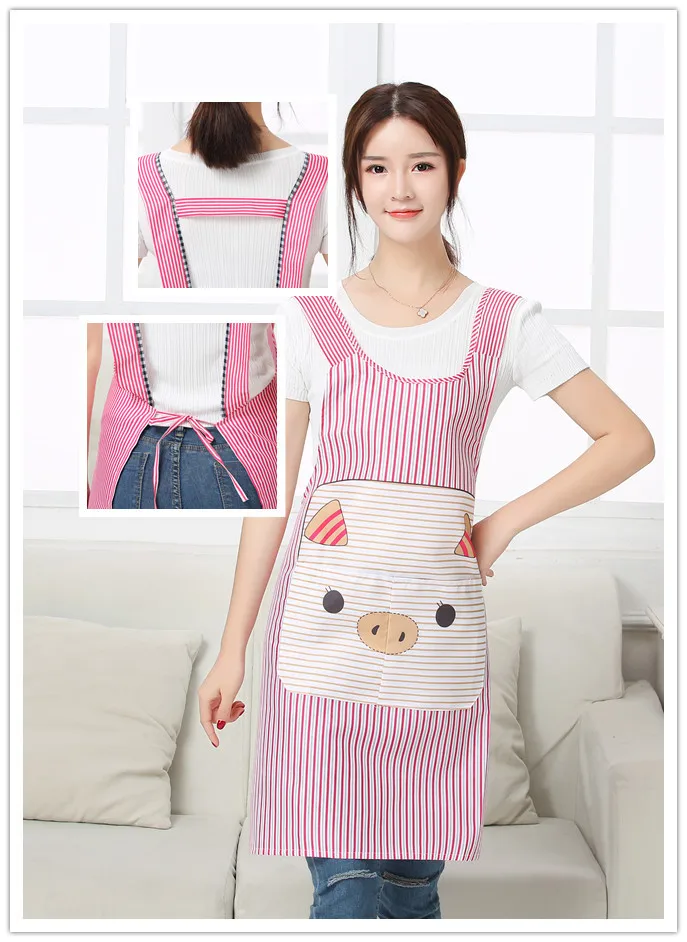 Korean-style Sleeveless Piggy Apron Strap H Type I-shaped Back Apron Fashion Household Kitchen Pure Cotton Apron Wholesale