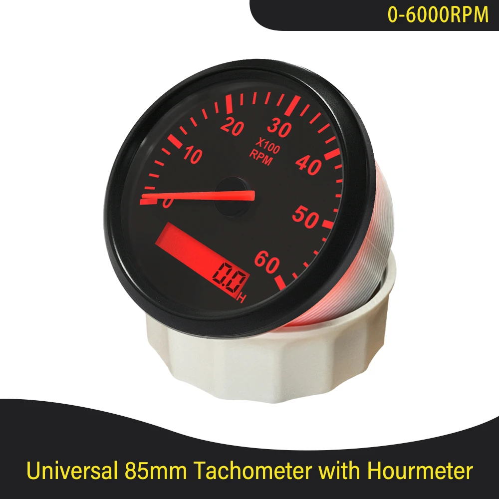 85mm Car Boat Tacho Sensor Marine Tacho Meter With Lcd Hourmeter 3000 4000 6000 8000 Rpm Boat