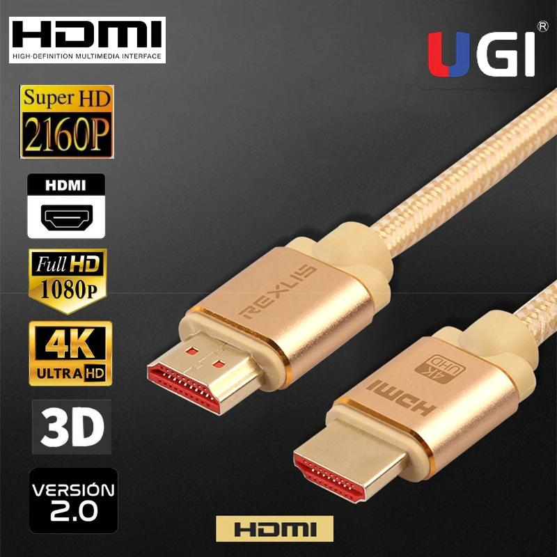 

UGI 4K 2K 1080P HDMI Cable Ultra HD UHD Full HD FHD High Speed 3D HDTV HDMI to HDMI 1.8m For PC PS3 Xbox360 Projector BluRay SKY