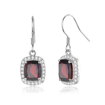 

Szjinao Red Garnet Drop Earrings Silver 925 Woman Jewelry With Diamond Vintage Wedding Orecchini Jewellry Gifts With Box Fashion