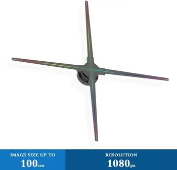 Goedkoop 100Cm Wifi App 3D Hologram Reclame Display Led Fan Holografische Beeldvorming 3D Led Projector Licht Reclame Logo Lamp