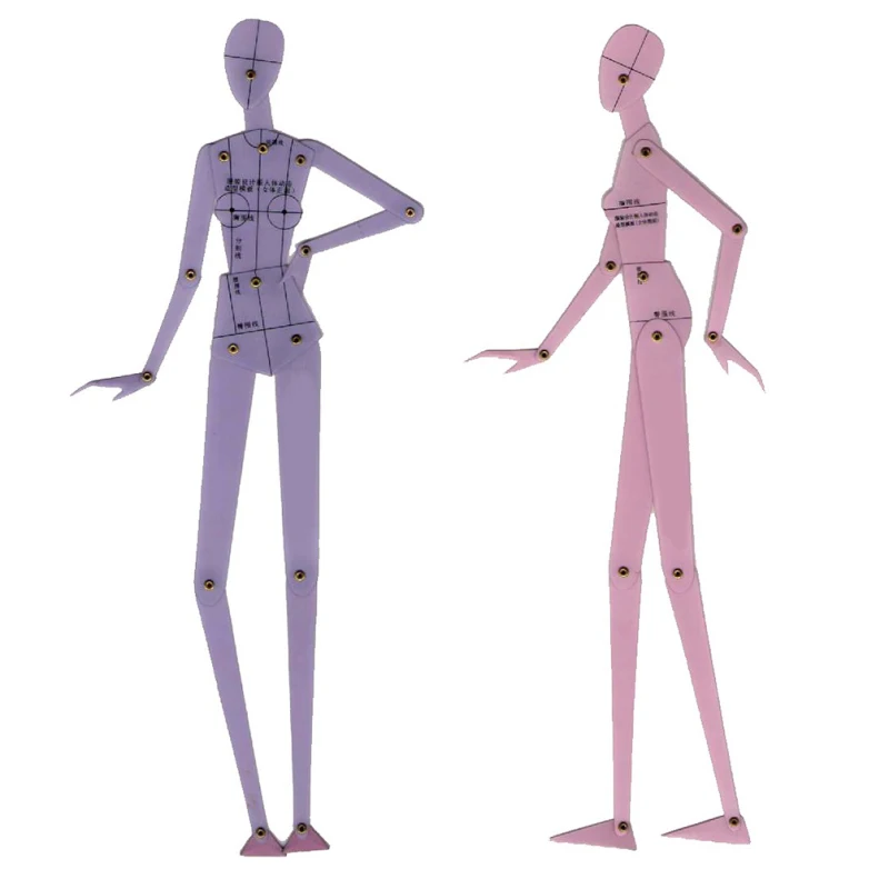 

2PCS Women Garment Design Human Body Dynamic Hand Drawing Template For Tailor Drawing Ruler Sewing Tools