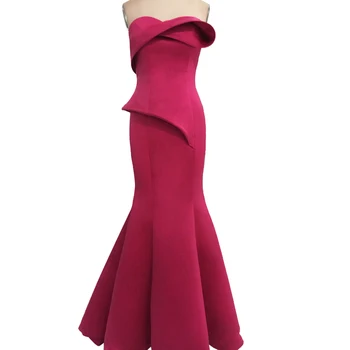 

Evening Dress Long Party Gowns Mermaid/Trumpet Sweetheart Sleeveless Floor-Length Satin Prom Dresses with Ruffles