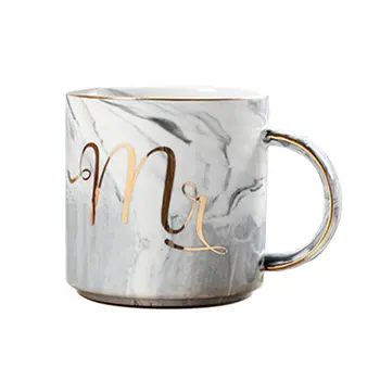 

Beautiful Marbel Pattern Ceramic Water Mug Letter Printed Coffee Cup for Home Office Best Gift for Lovers