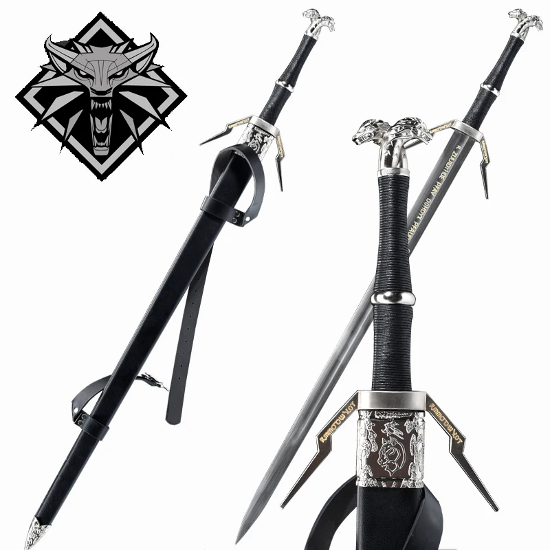 

Stainless Steel Blade Swords for game Geralt of Rivia Sword No Sharp Wooden Sheath With Strap ready