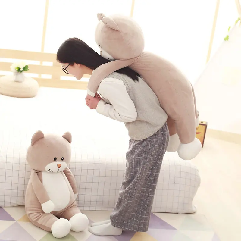 Kawaii/черный/серый/розовый кот, плюшевые игрушки, кукла, мягкий пух, хлопок, подушка в виде животного, прекрасный Рождественский подарок для детей, детей, девочек
