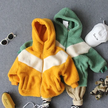 

2-8Y new 2018 winter thicken warm lambswool boys jacket 1pc girls warm thick winter coat kids winter coat