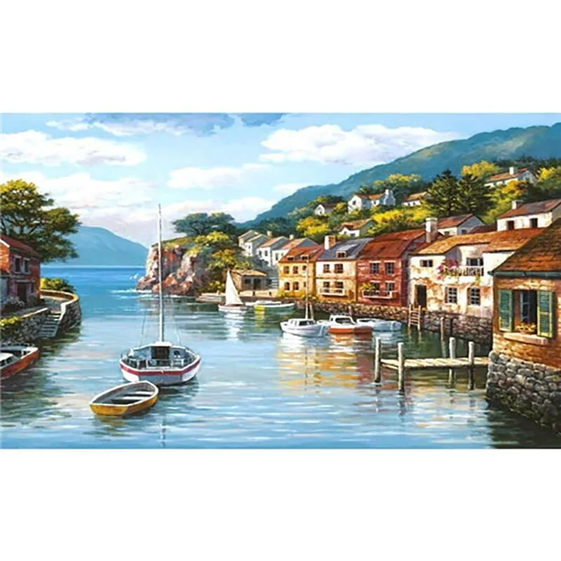 painting by numbers3 Пейзаж, Живопись по номерам, краски по номерам для взрослых, сделай сам, Раскраска по номерам, масляные пронумерованные картины, рисунок, искусство, стена - Цвет: painting by numbers3