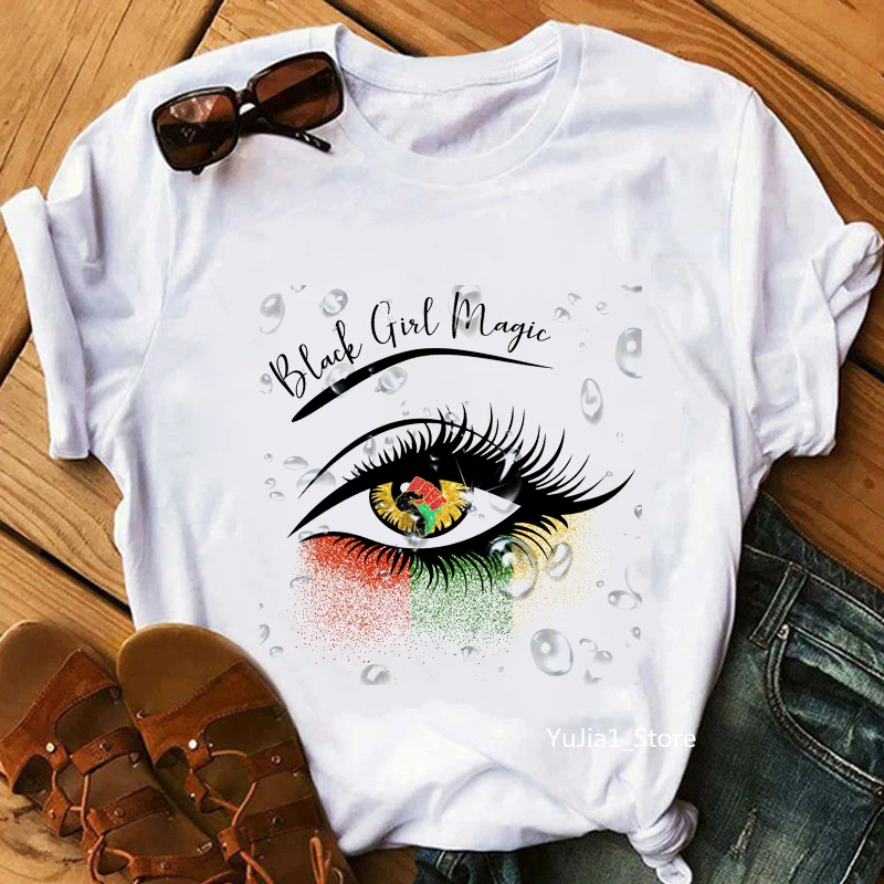 

Black Girl Magic Juneteenth Graphic Print T-Shirt Women Watercolor Beautiful Black Queen T Shirt Femme Summer Fashion Tshirt