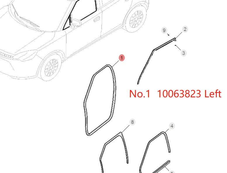 Original Brand New Car Door Frame Sealing Strip Car Door Rubber Strip