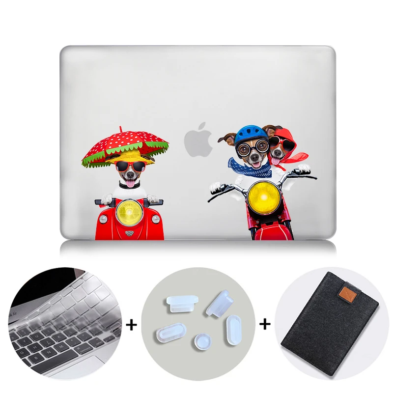 MB04 MTT Кристальный жесткий чехол для Macbook Pro retina 13 15 Touch bar Air 11 13 чехол для ноутбука с мультяшной собакой для macbook 12 дюймов A1534 - Цвет: MB04
