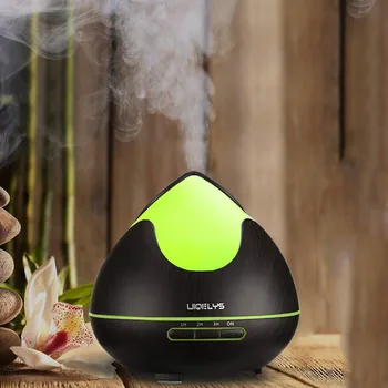 

Wood Grain Aroma Essential Oil Diffuser Aromatherapy Ultrasonic Air Humidifier with Colorful LED Light for Room Home 400ml