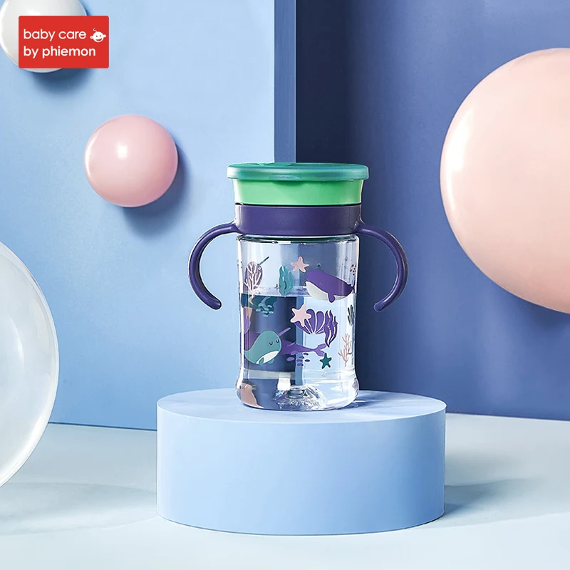 blue Babycare 260 мл Детская кружка для воды, Бутылка Тритан, Детская обучающая Питьевая ручка для чашки, домашняя, устойчивая к царапинам, герметичная детская чашка - Цвет: blue