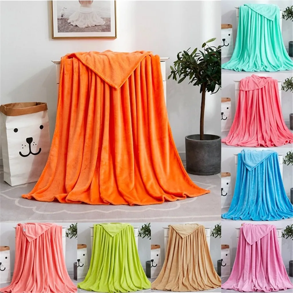 

Coral fleece blanket Solid Soft Living Room Bedroom Air Conditioning Bed Blankets for Sofa Bedding woollen blanket