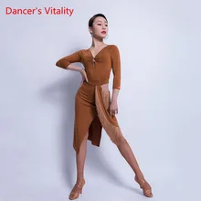 Одежда для латинских танцев, профессиональная одежда для тренировок, сексуальная женская одежда для взрослых, новинка, боковое платье с кисточками, одежда для соревнований и выступлений