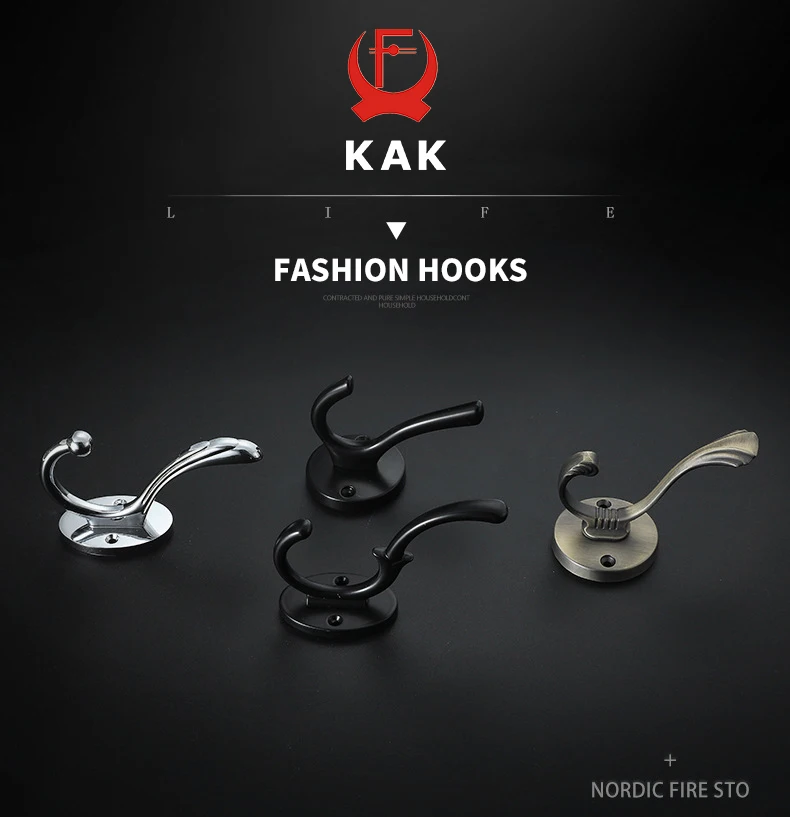 KAK 5 шт., крючки из цинкового сплава черного цвета для подвешивания, настенные крючки для одежды, сумок, шляп, крючки для кухни, стойки с винтами
