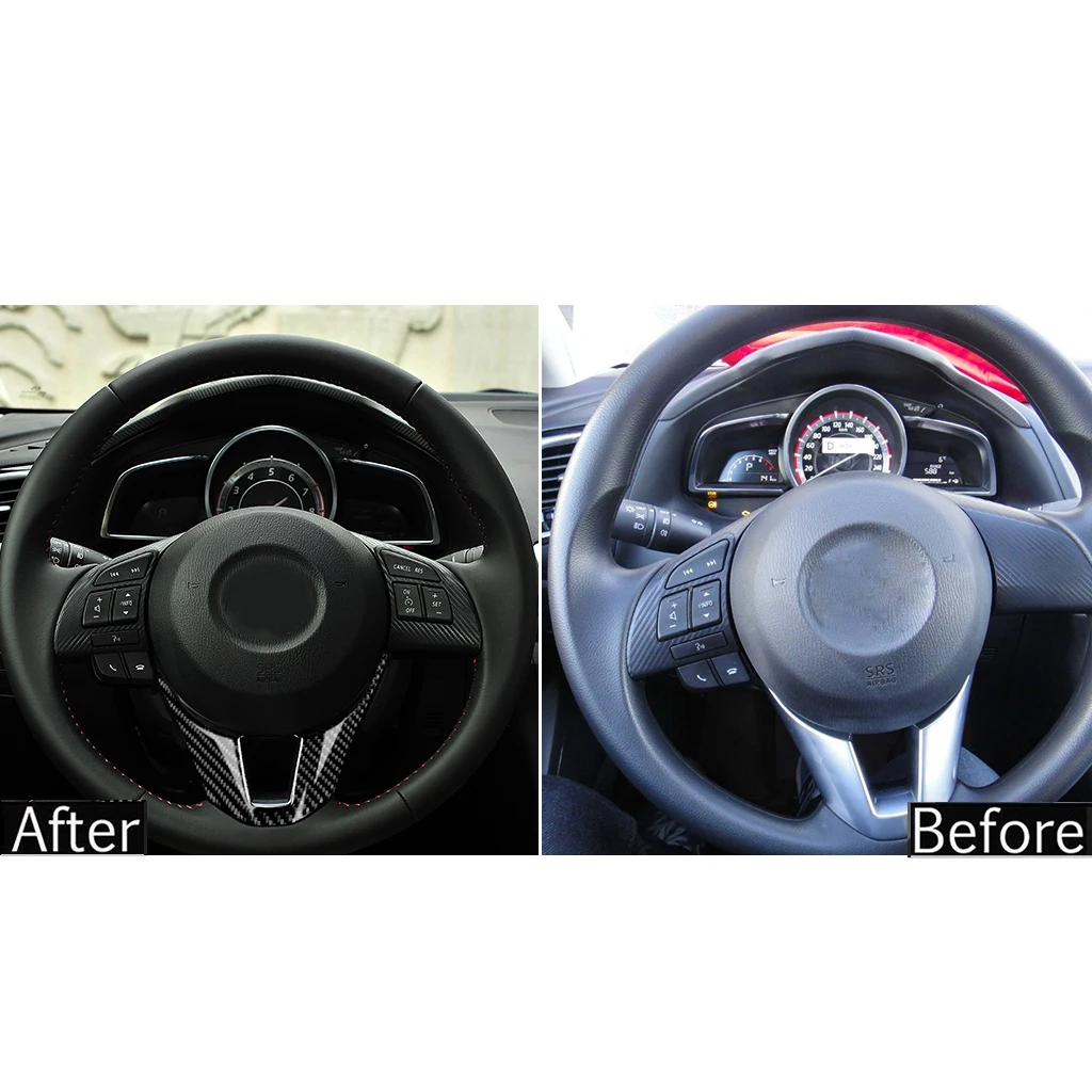 Панель рулевого колеса автомобиля рамка из углеродного волокна Накладка для Mazda 3 Axela-16