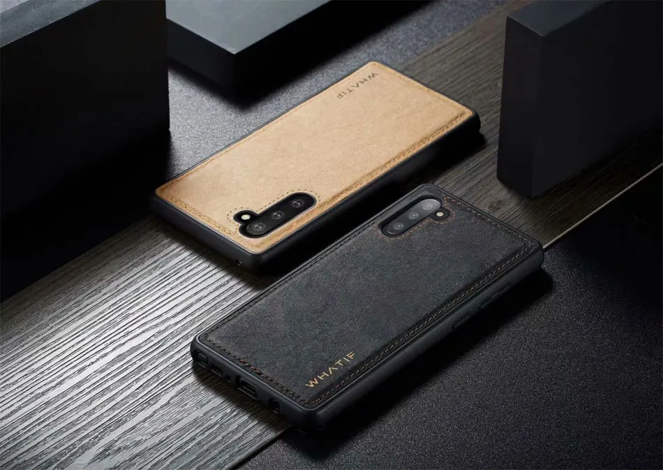 Крафт-бумаги Бумага кожи с двумя молниями в случае для samsung Примечание 10 Pro Магнитная Съемная флип чехол-бумажник для IPhone X Case S9 S8 крышка