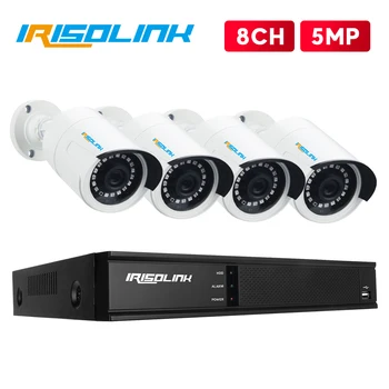 

5MP H.265 security camera system 8CH DVR 4PCS surveillance cameras Nightvision Waterproof CCTV kits Irisolink Home Security Set