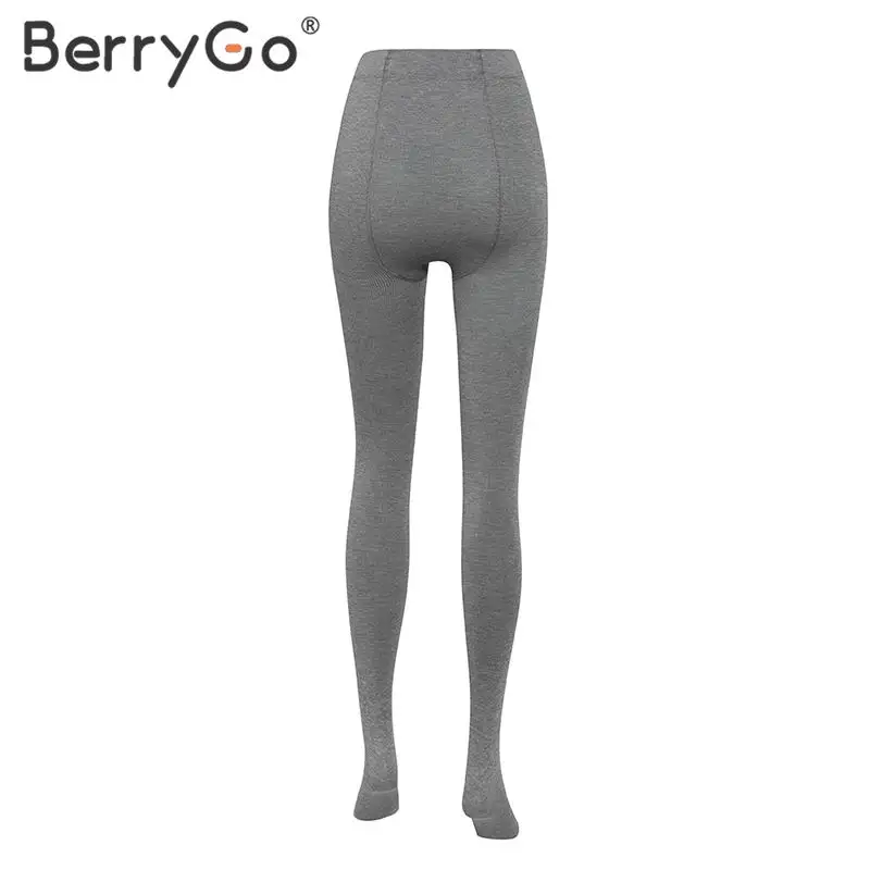 BerryGo, зимние тонкие теплые леггинсы, женские повседневные вязанные облегающие леггинсы, женский свитер, леггинсы, повседневные женские осенние колготки