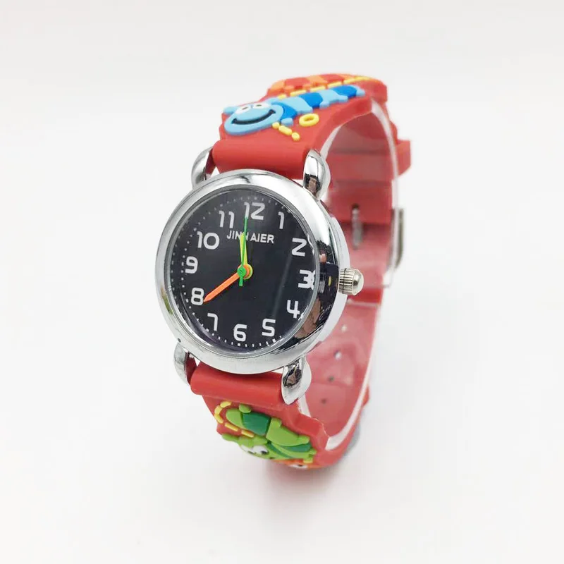 Милые аналоговые кварцевые часы с 3D рисунком животных для девочки, мальчики, дети, Детские Модные наручные часы, силиконовые женские часы montre