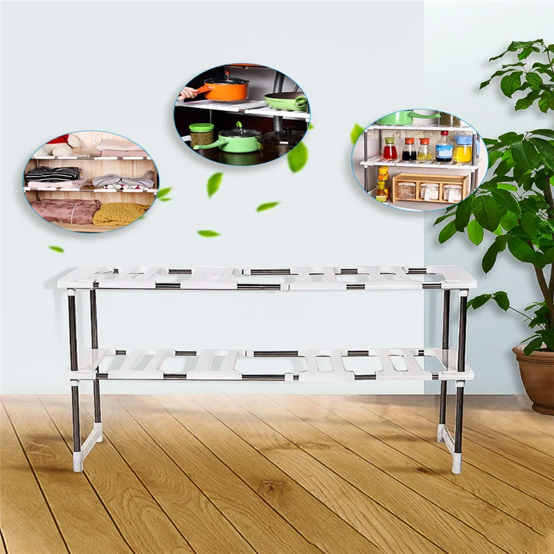 

2019 Under Sink 2 Tier Expandable Shelf Organizer Rack Storage Kitchen Tool Holders kitchen organizer cocina   