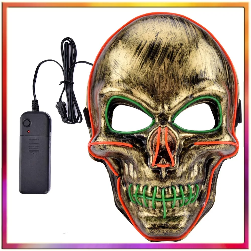 

10pcs Halloween LED Mask Festival Horror Opera Ghost Masks Cosplay Dress Up Costume Supplies DJ Party 2019 New Dropshipping