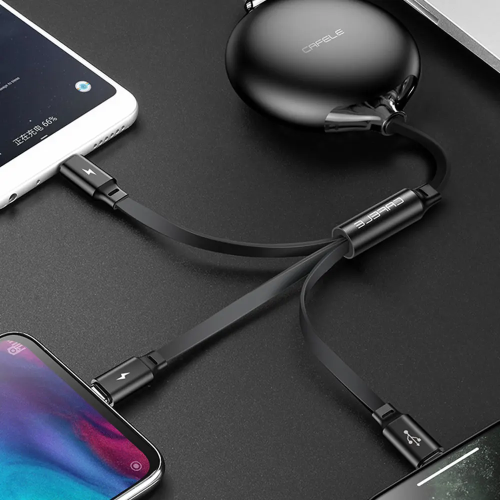 FDBRO 3 в 1 120 см 3 А Быстрая зарядка USB кабель для iPhone type C микро Выдвижной кабель для зарядки телефона кабель для samsung