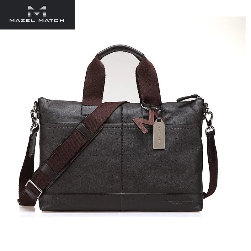 

Business Style First Layer Genuine Leather Men's Large Laptop Briefcase Top-handle Handbag Authentic Cowhide Male Shoulder Bag