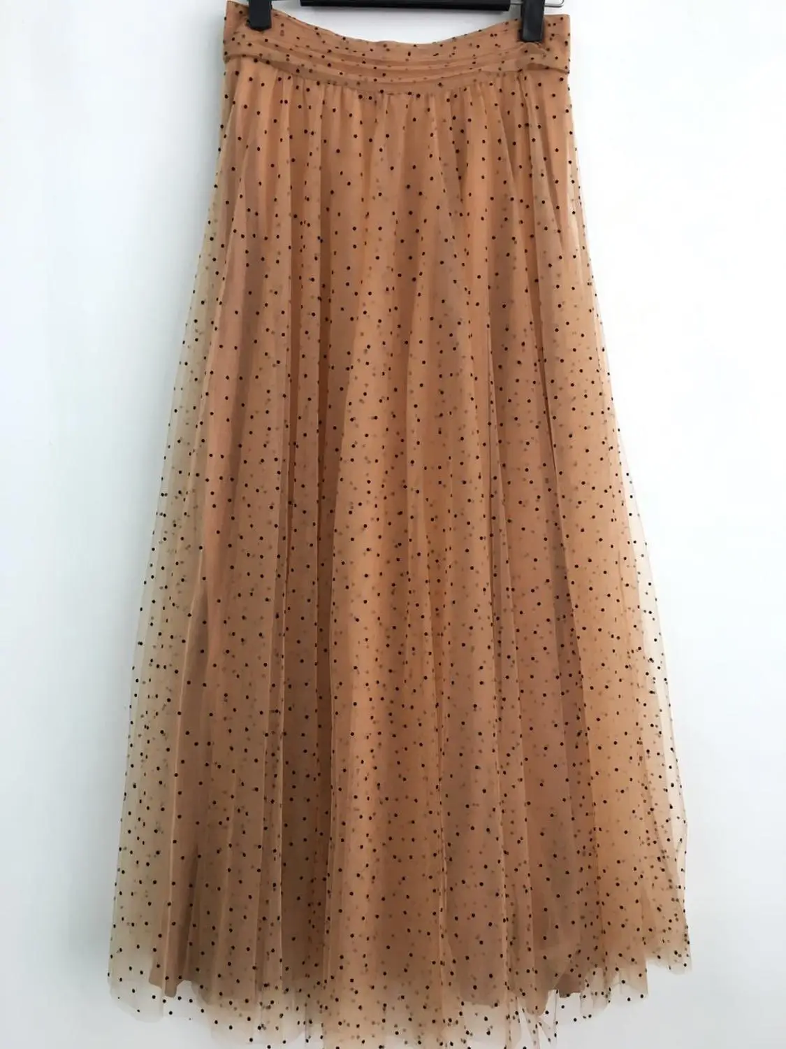 

New Fairy Lady Dot Long Mesh Skirt Elastic High Waist Women Spring Summer Midi Skirt