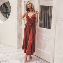 

V-neck Spaghetti Strap Ankle Length Evening Dress For 2022 Sexy Simple Backless Prom Gowns Long Red Sashes Bow Party Dress