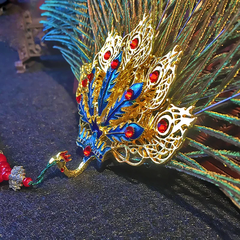 Peacock Feather Fan Open Screen Phoenix Hand-held Accessories, Female Chinese Style Costume Shooting Photo Fan, Home Decorations