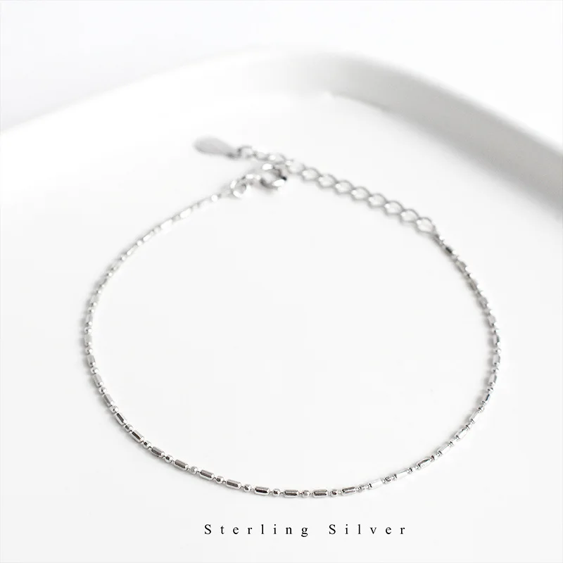 Leouerry, 925 пробы, серебряный, минималистичный, маленький, бисер, тонкий браслет, нормкор, стиль, Крошечная цепочка, браслет для женщин, серебряные ювелирные изделия - Цвет камня: Silver