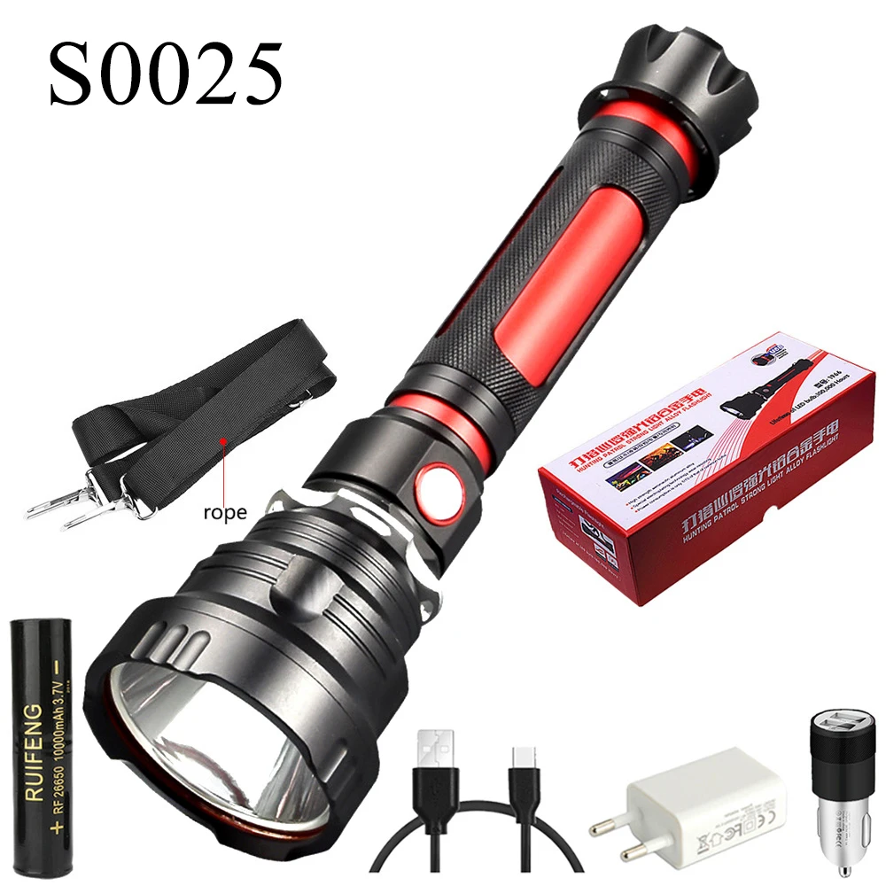 

CREE T40 Super Bright LED Flashlight Waterproof Torch Light with Large Capacity 26650 Battery for Outdoor Cycling Camping Lamp
