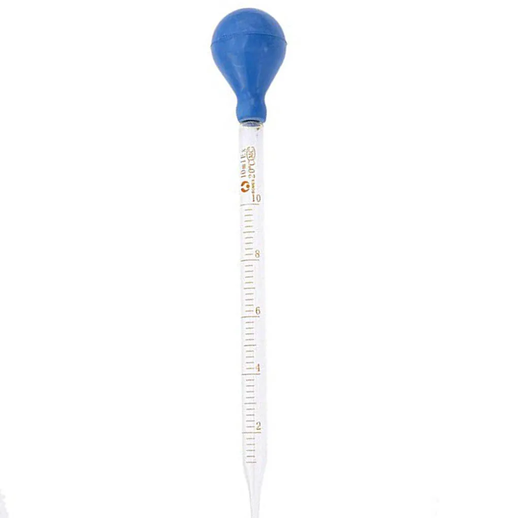 Glass pipette 5ml/10ml Glass Scale Line Dropper Pipette Lab Dropper Measuring Dropping Pipet Blue Rubber Head Pipettes