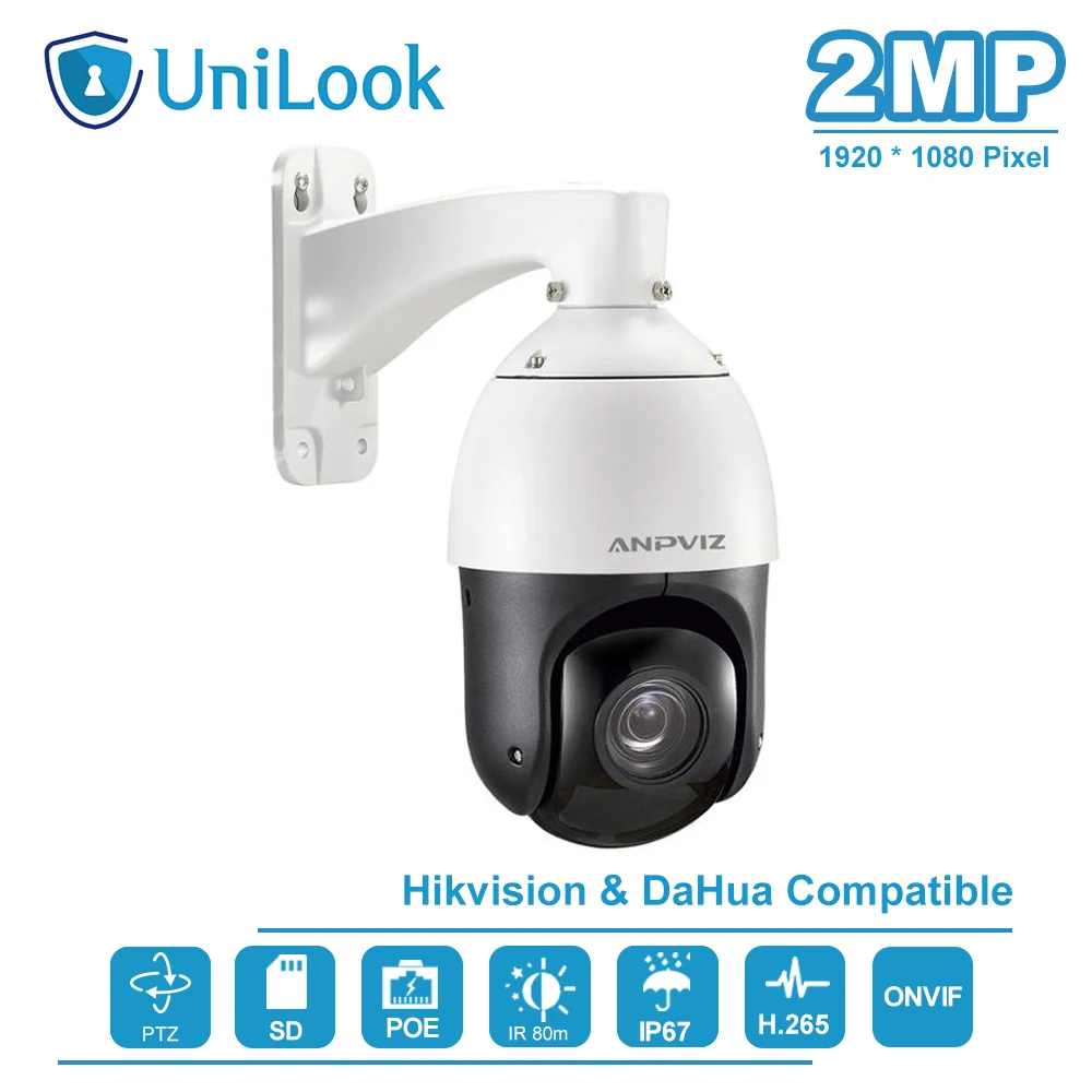 

UniLook(Hikvision Compatible) 2MP POE Mini High Speed 30X Optical Zoom PTZ IP Camera Outdoor Security ONVIF IR 80m AZ-IPZ50230E