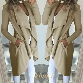 

Brand New Women Trench Fashion Women Slim Long Sleeve Casual Irregular Suit Coat Outwear Cardigan Solid Pocket Fashion Hot 2020