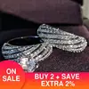 silver color luxury brand wedding ring set for female women bride engagement anniversary gift for Ladies jewelry r4991 ► Photo 2/4