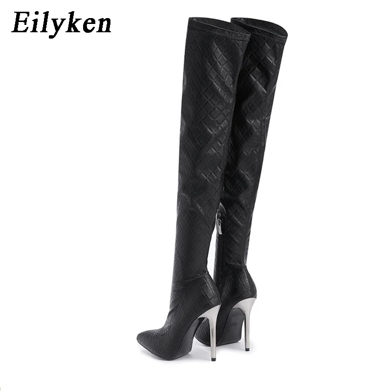 Eilyken Sexy Over The Knee Boots Women Thin Heels Pointed Toe Zipper Thigh High Booties Winter Nightclub Party Stripper Shoes,women high heel boots